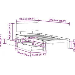 Łóżko Drewniane Rama Łóżka Sofa Biała Do Sypialni Pokoju 90x200 cm