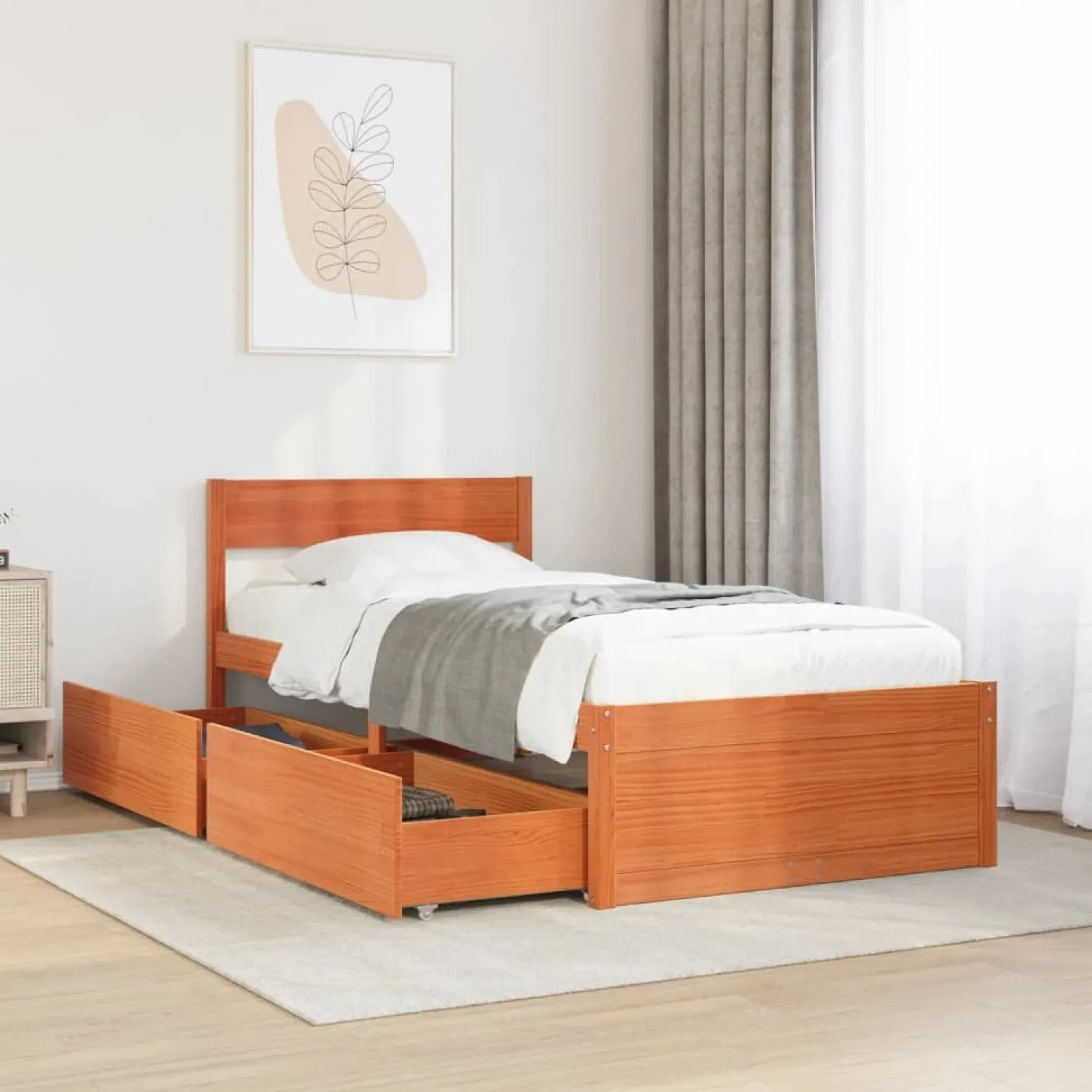 Łóżko Drewniane Rama Łóżka Sofa Brązowe Do Sypialni Pokoju 75x190 cm