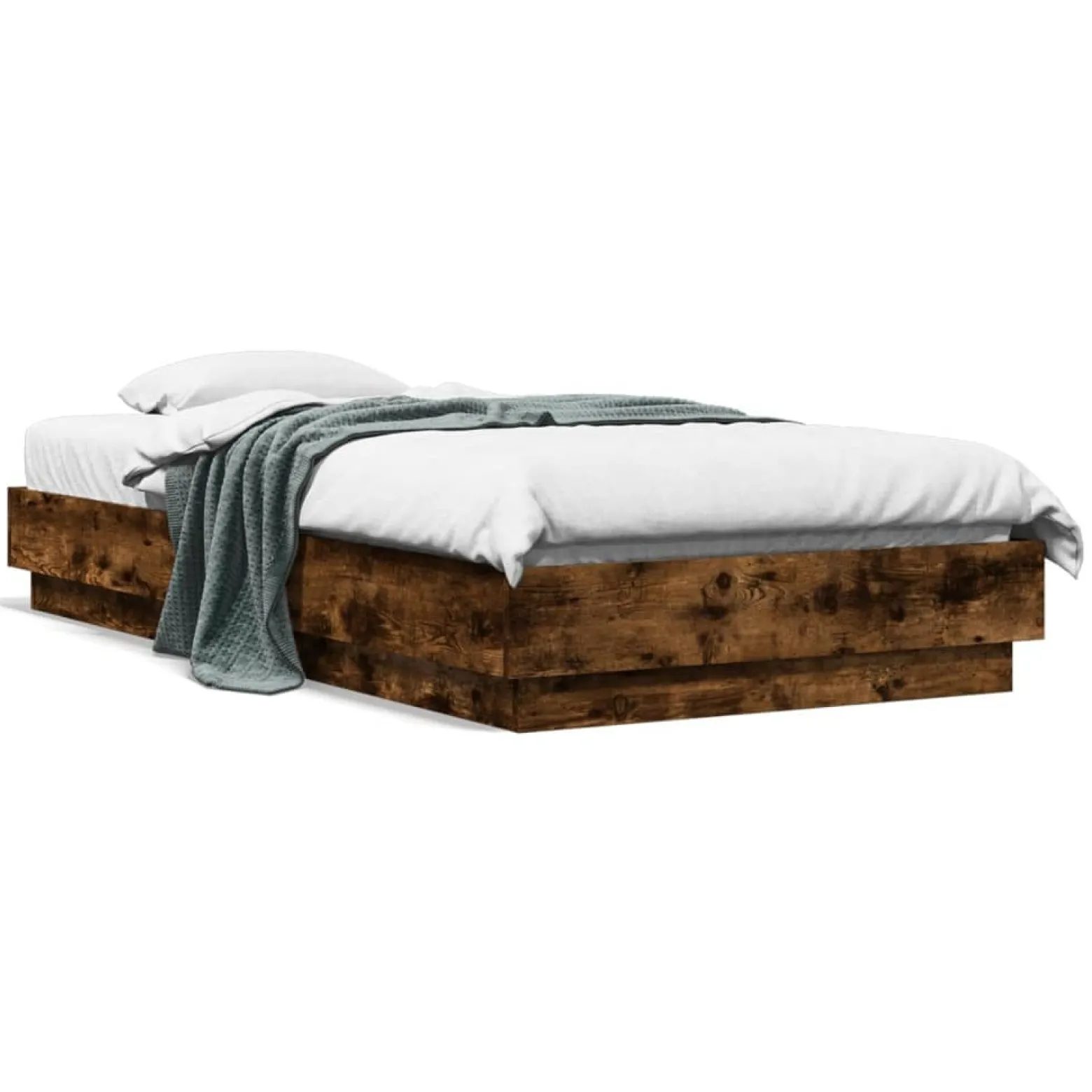 Łóżko Drewniane Rama Łóżka Sofa Brązowe Do Sypialni Pokoju LED 75x190 cm