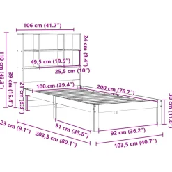 Łóżko Drewniane Rama Łóżka Sofa Brązowe Do Sypialni Pokoju 100x200 cm