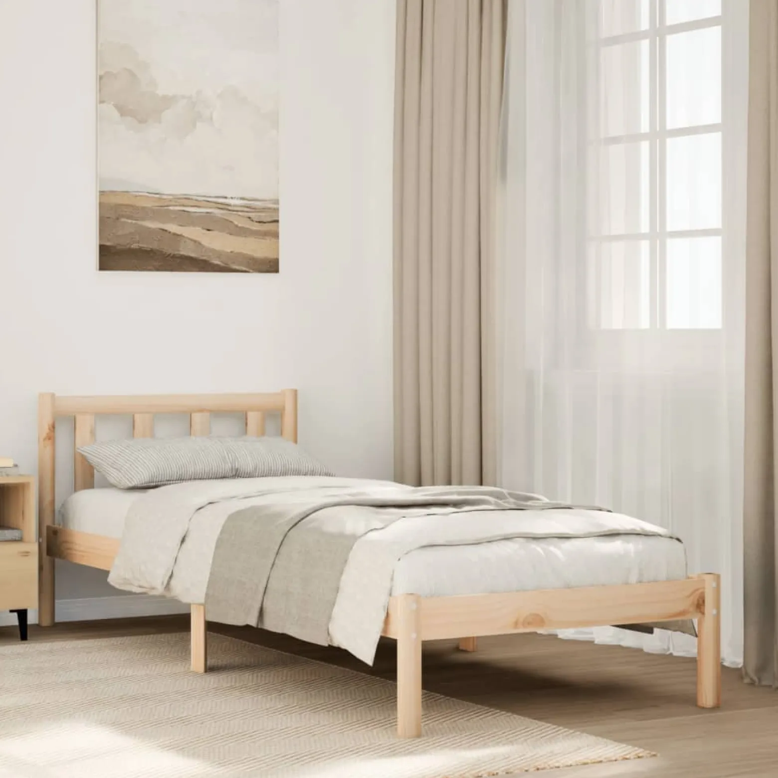 Łóżko Drewniane Rama Łóżka Sofa Brązowe Do Sypialni Pokoju 80x220 cm