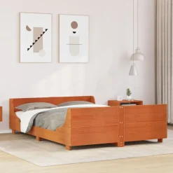 Łóżko Drewniane Rama Łóżka Sofa Brązowe Do Sypialni Pokoju 160x200 cm