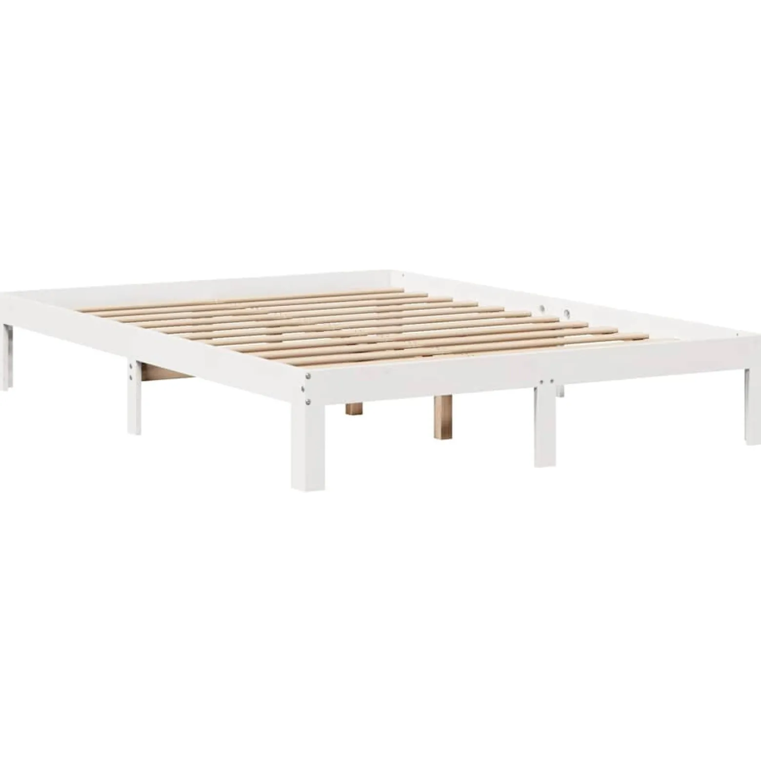 Łóżko Drewniane z Regałem Rama Łóżka Ze Stelażem Biała 135x190 cm