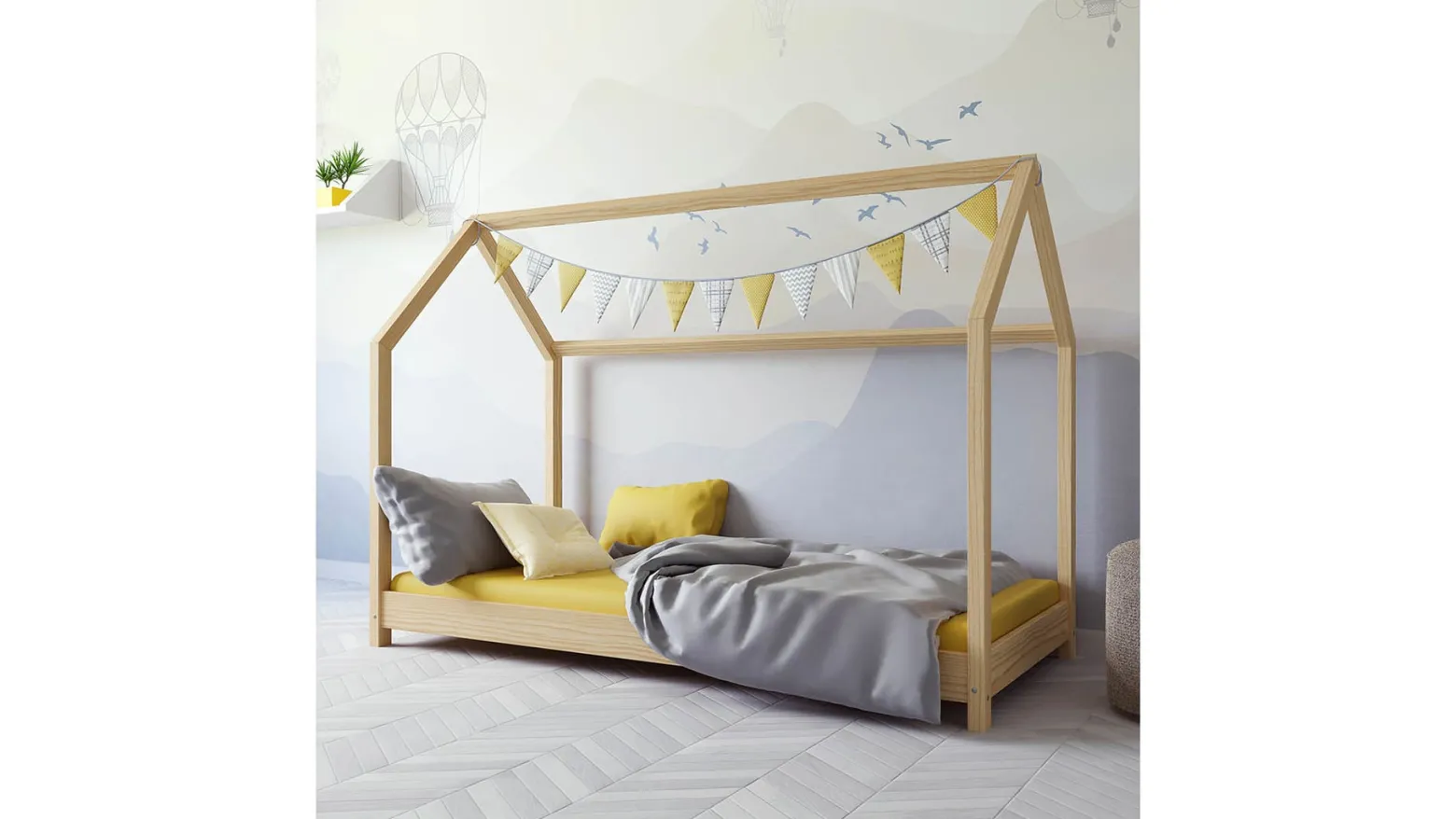 Łóżko dziecięce domek Bella 160x80 naturalne
