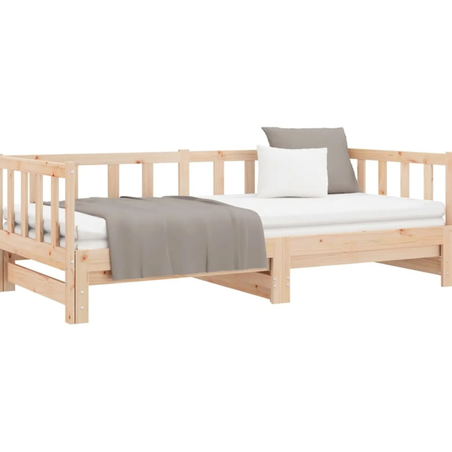 Łóżko Dzienne Rozsuwane Sofa Rama Łóżka Drewniana Brąz 90x200 cm