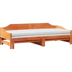 Łóżko Dzienne Rozsuwane Sofa Rama Łóżka Drewniana Brąz 90x190 cm