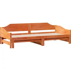 Łóżko Dzienne Rozsuwane Sofa Rama Łóżka Drewniana Brąz 90x190 cm