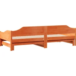 Łóżko Dzienne Rozsuwane Sofa Rama Łóżka Drewniana Brąz 90x190 cm