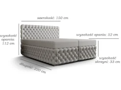 Łóżko Hotelowe Boxspring Pikowane + Bonell Figo 2 Granat 140