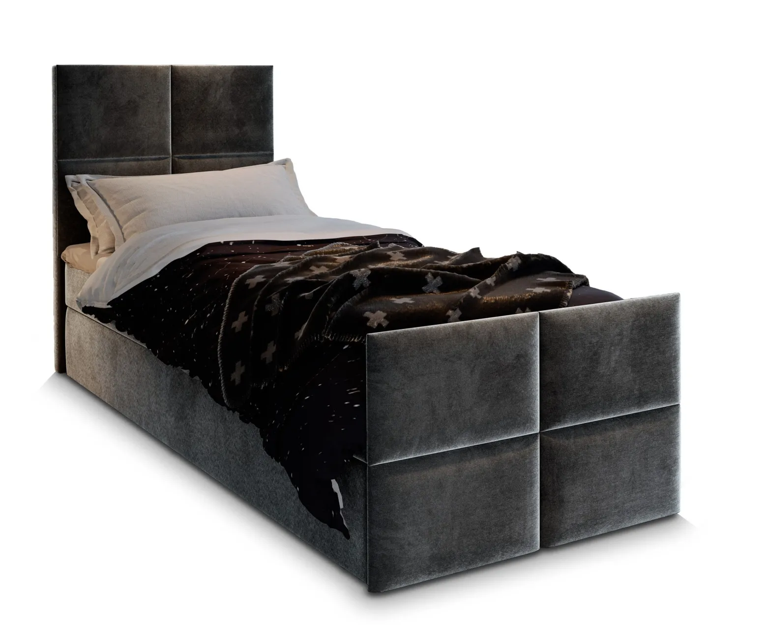 Łóżko kontynentalne ARIEL 100 z topperem 100x200 cm