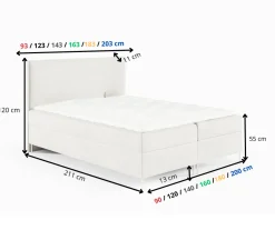 Łóżko kontynentalne Nina Box 90x200 z nogami riviera 21