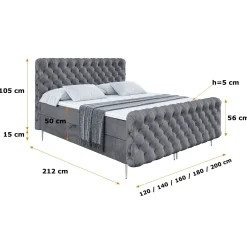 Łóżko kontynentalne - pojemnik, materac, nóżki BOXI8-FS-Z 120x200 cm
