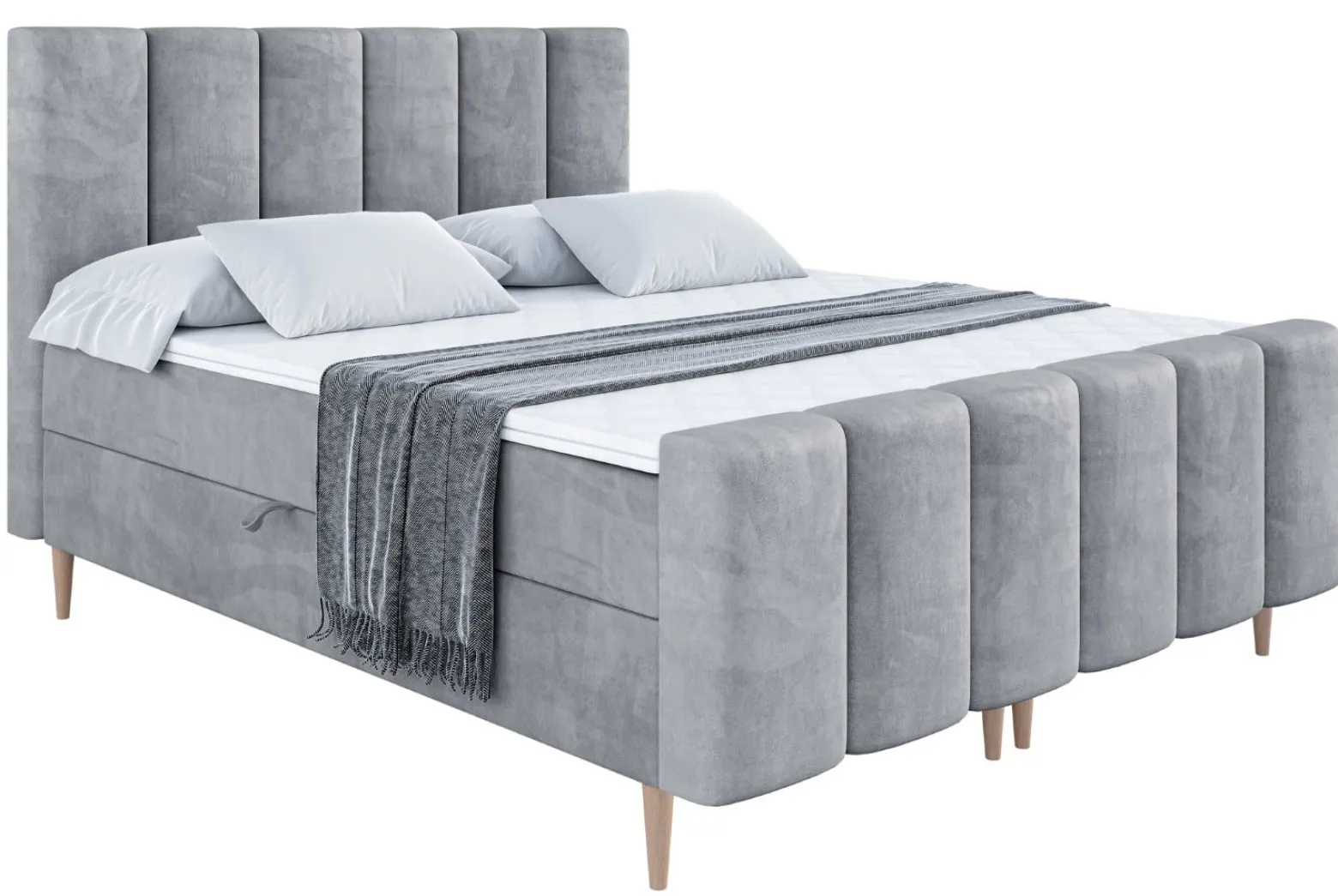 Łóżko kontynentalne - pojemnik, materac, nóżki BOXI1-FD-Z 120x200 cm