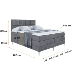 Łóżko kontynentalne - pojemnik, materac, nóżki NOVA-FC KING 120x200cm