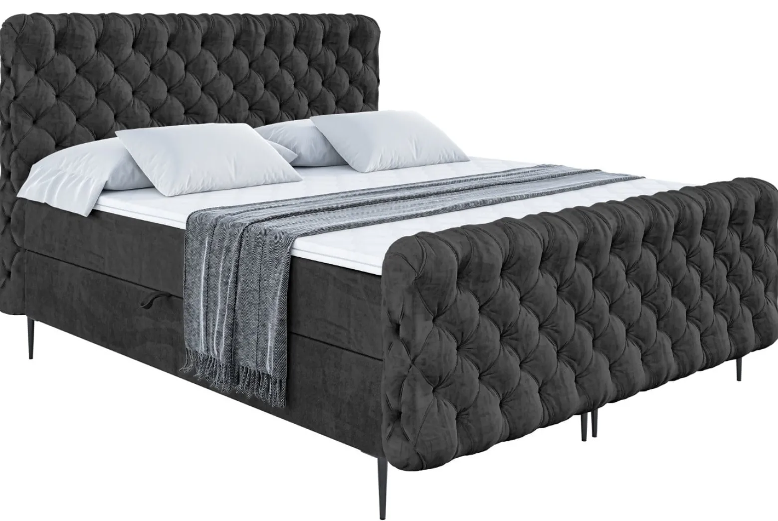Łóżko kontynentalne - pojemnik, materac, nóżki BOXI8-FC-Z 120x200 cm