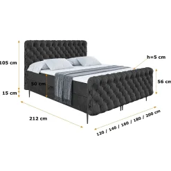 Łóżko kontynentalne - pojemnik, materac, nóżki BOXI8-FC-Z 120x200 cm