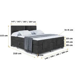 Łóżko kontynentalne regulowane elektryczne MAYA EL - 140x200