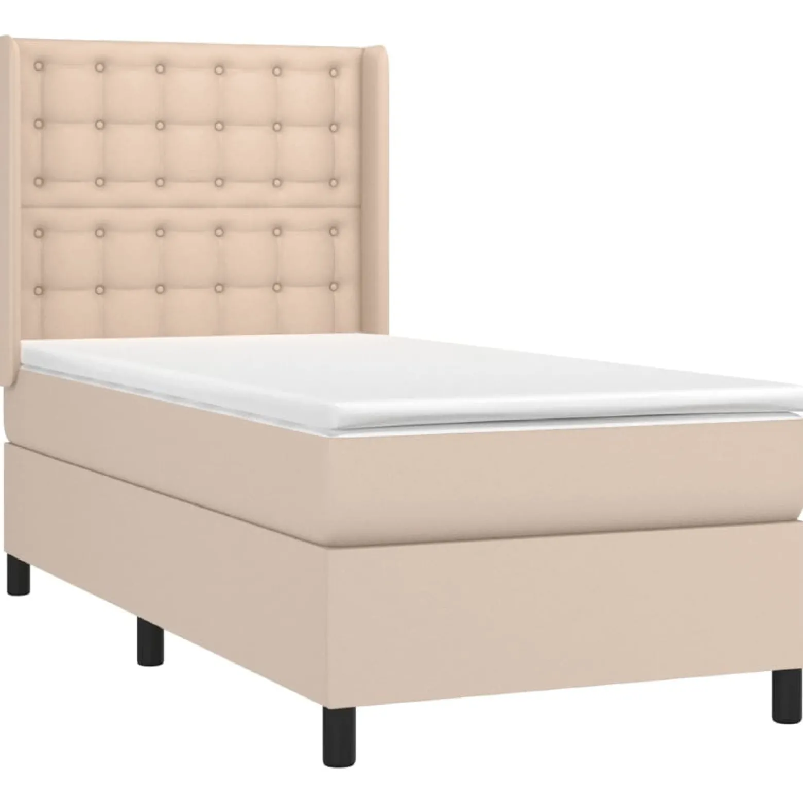 Łóżko Kontynentalne Tapicerowane z Materacem Cappuccino LED 90x200