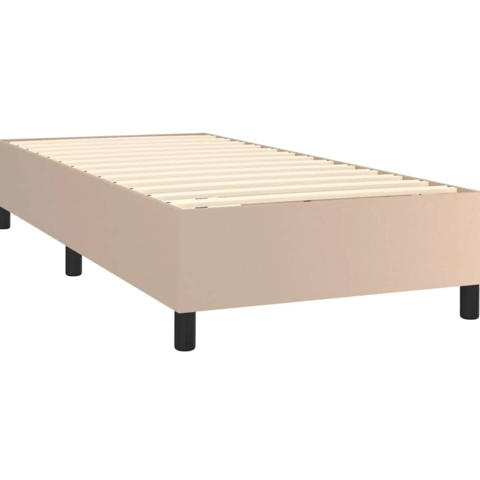 Łóżko Kontynentalne Tapicerowane z Materacem Cappuccino LED 90x200