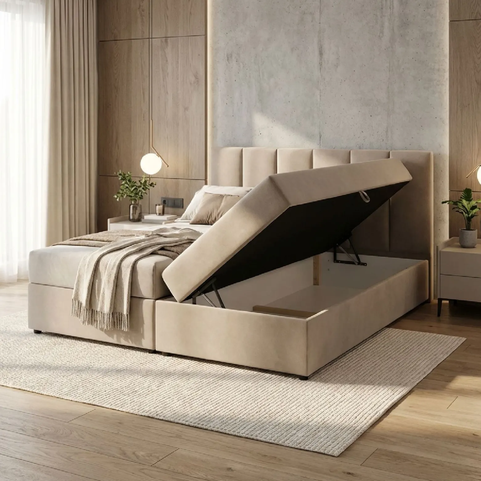 Łóżko kontynentalne VUSE 140x200 Materac Bonell CASTEL