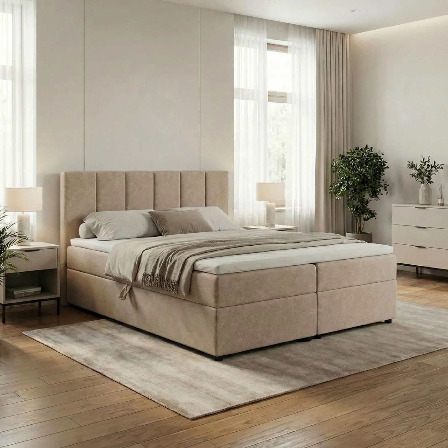 Łóżko kontynentalne VUSE 140x200 Materac Bonell CASTEL