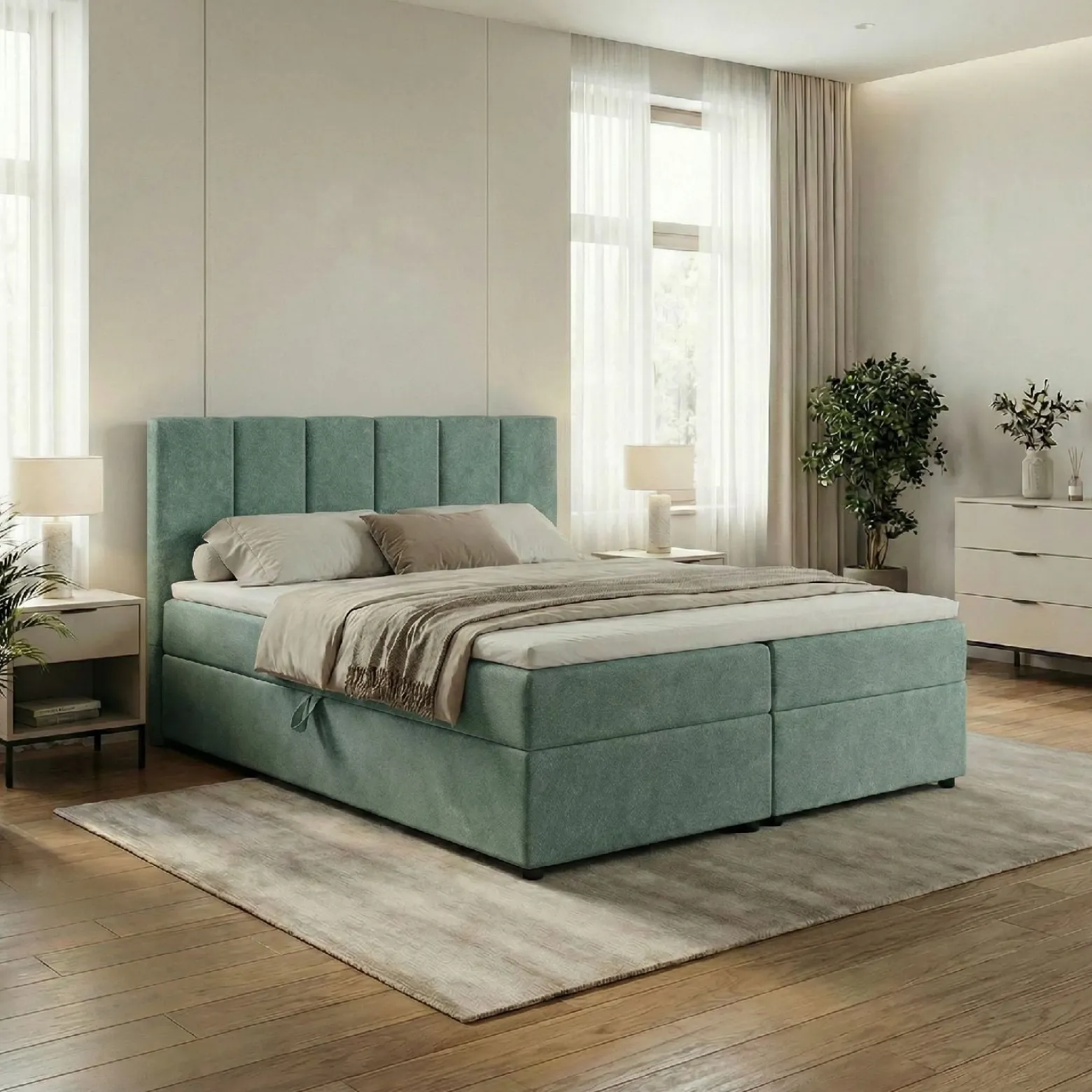 Łóżko kontynentalne VUSE 140x200 Materac Bonell CASTEL