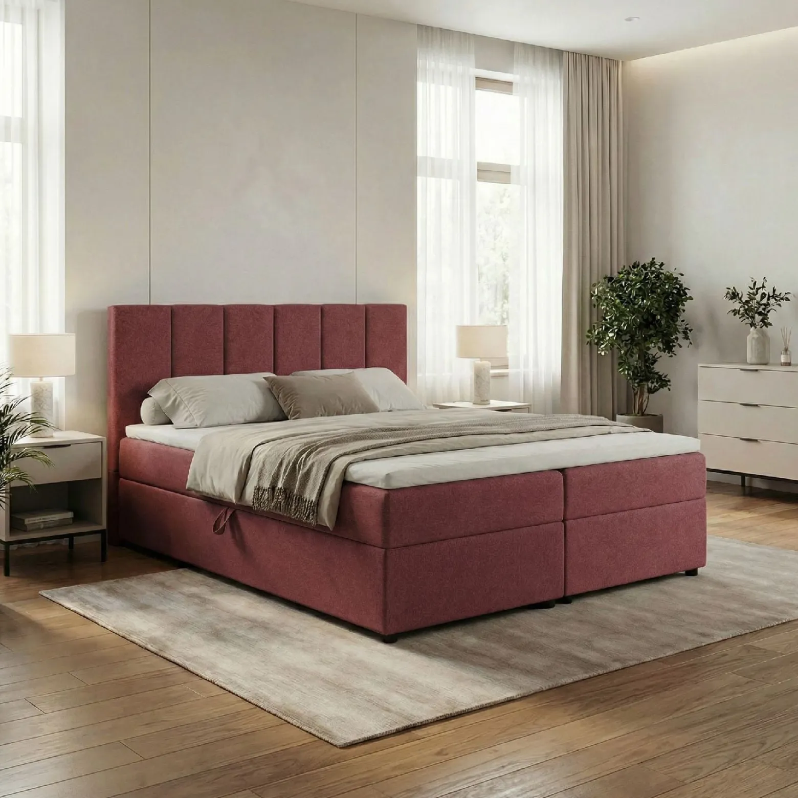 Łóżko kontynentalne VUSE 140x200 Materac Bonell CASTEL