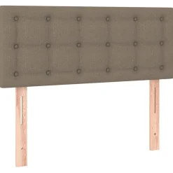 Łóżko kontynentalne z materacem, taupe, tkanina, 90x200 cm