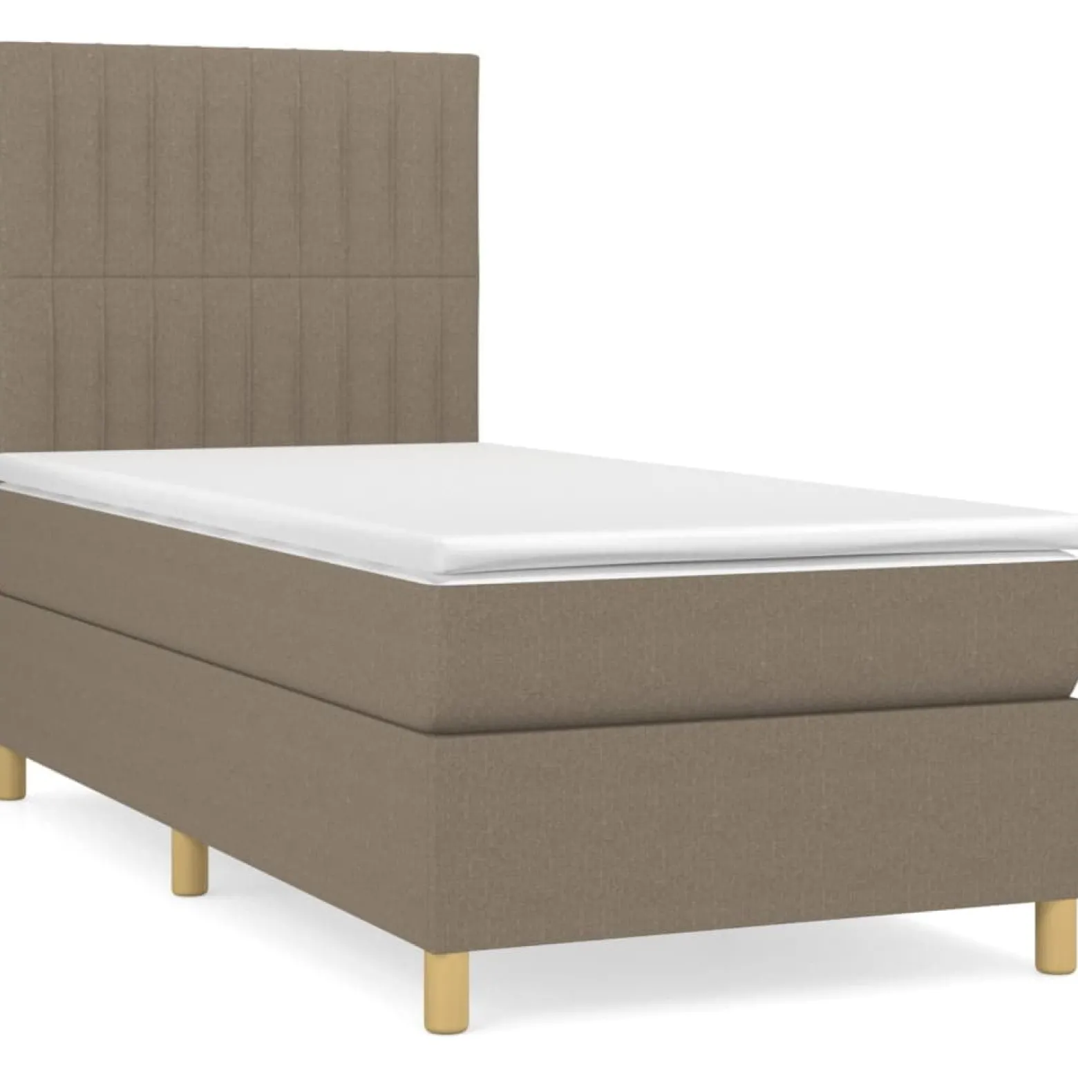 Łóżko kontynentalne z materacem taupe tkanina 100x200 cm