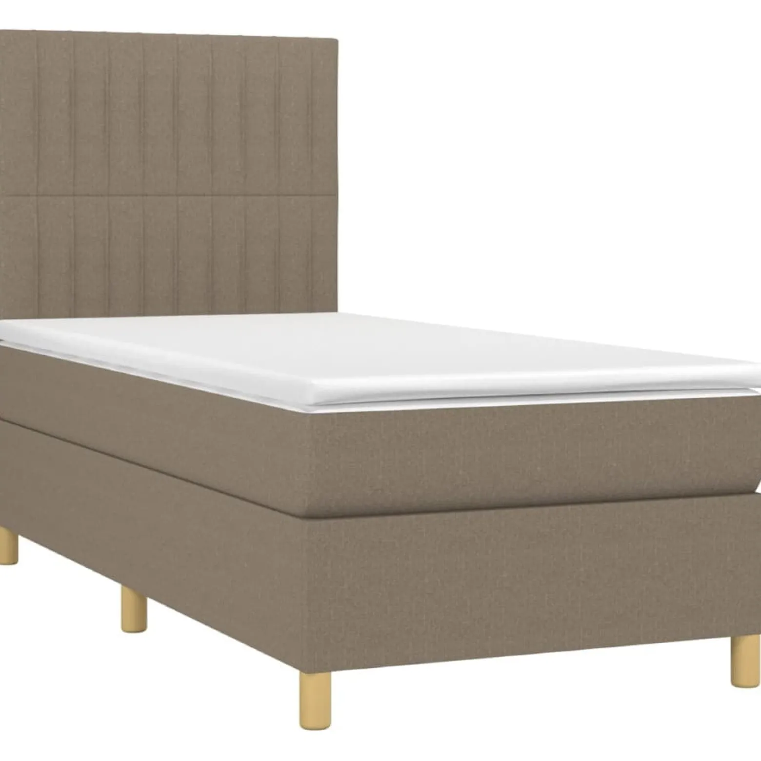 Łóżko kontynentalne z materacem taupe tkanina 100x200 cm