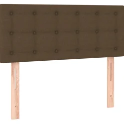 Łóżko kontynentalne z materacem brązowe tkanina 90x200 cm