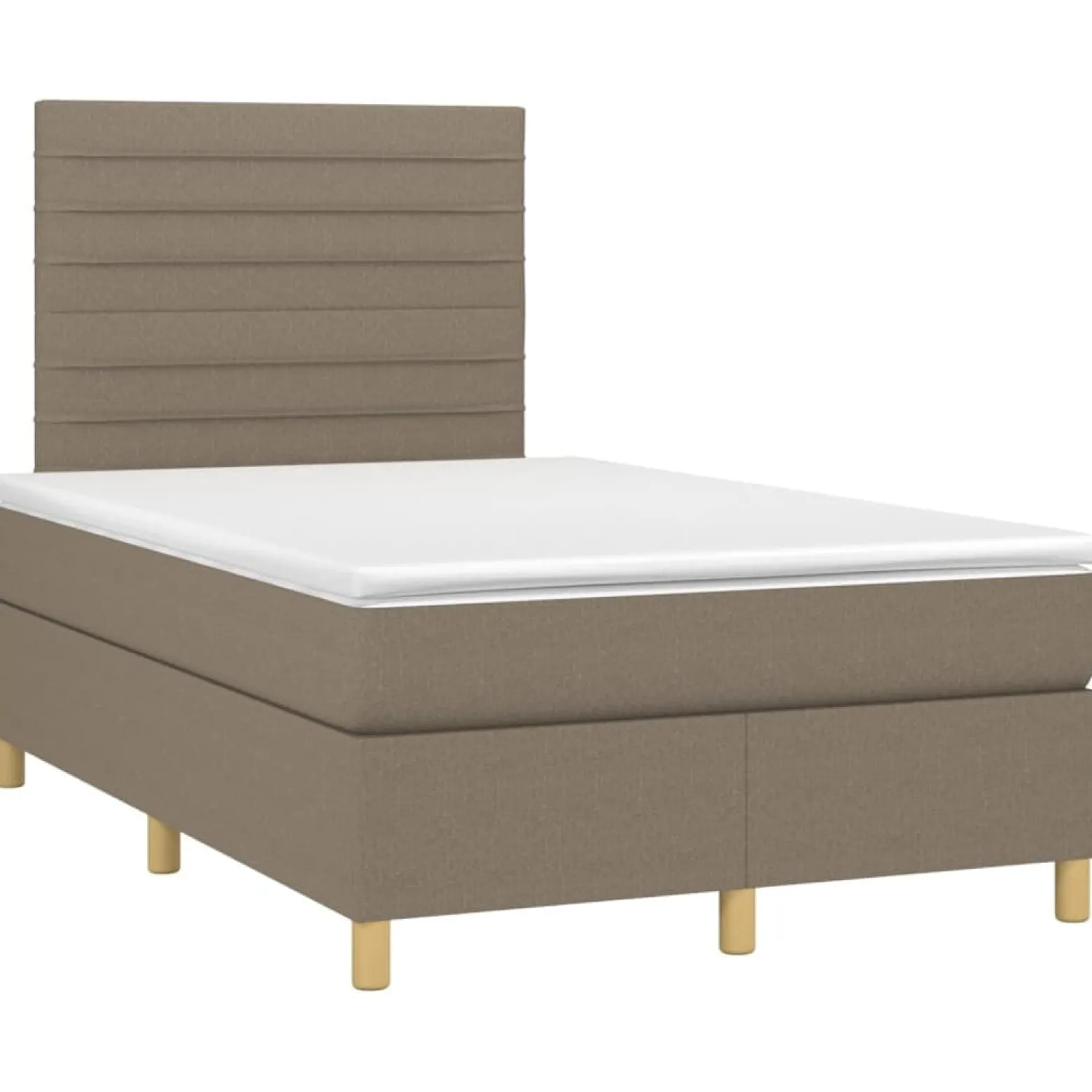 Łóżko kontynentalne z materacem taupe 120x190 cm tkanina