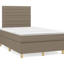 Łóżko kontynentalne z materacem taupe 120x190 cm tkanina