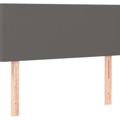 Łóżko kontynentalne z materacem szare ekoskóra 80x200 cm