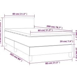 Łóżko kontynentalne z materacem szare ekoskóra 80x200 cm