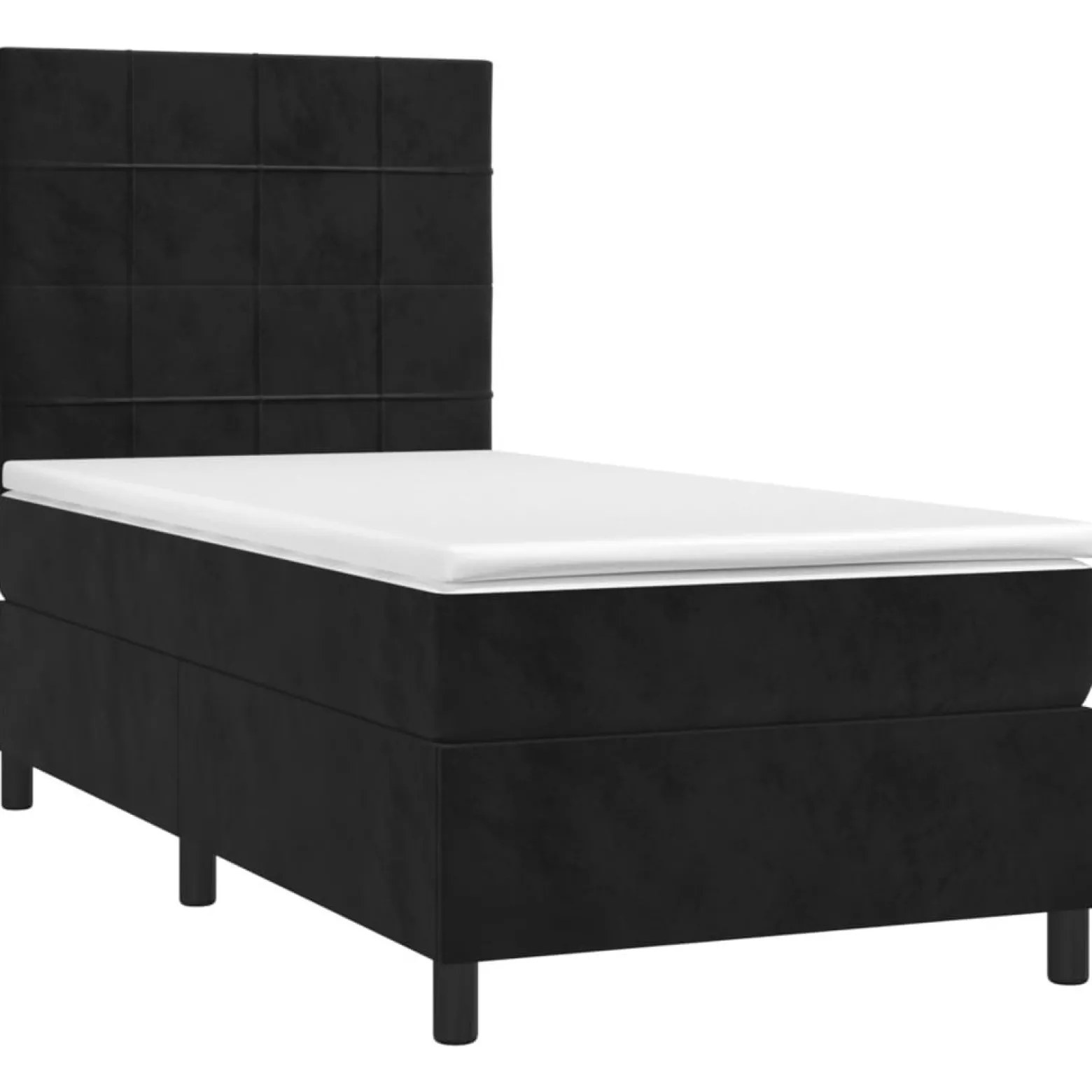 Łóżko kontynentalne z materacem i LED czarny aksamit 80x200