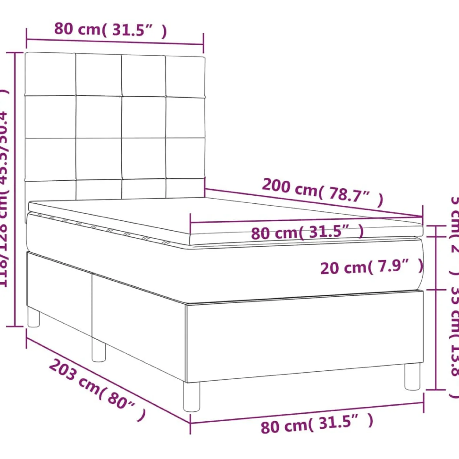 Łóżko kontynentalne z materacem i LED czarny aksamit 80x200