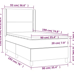 Łóżko kontynentalne z materacem taupe tkanina 90x190 cm