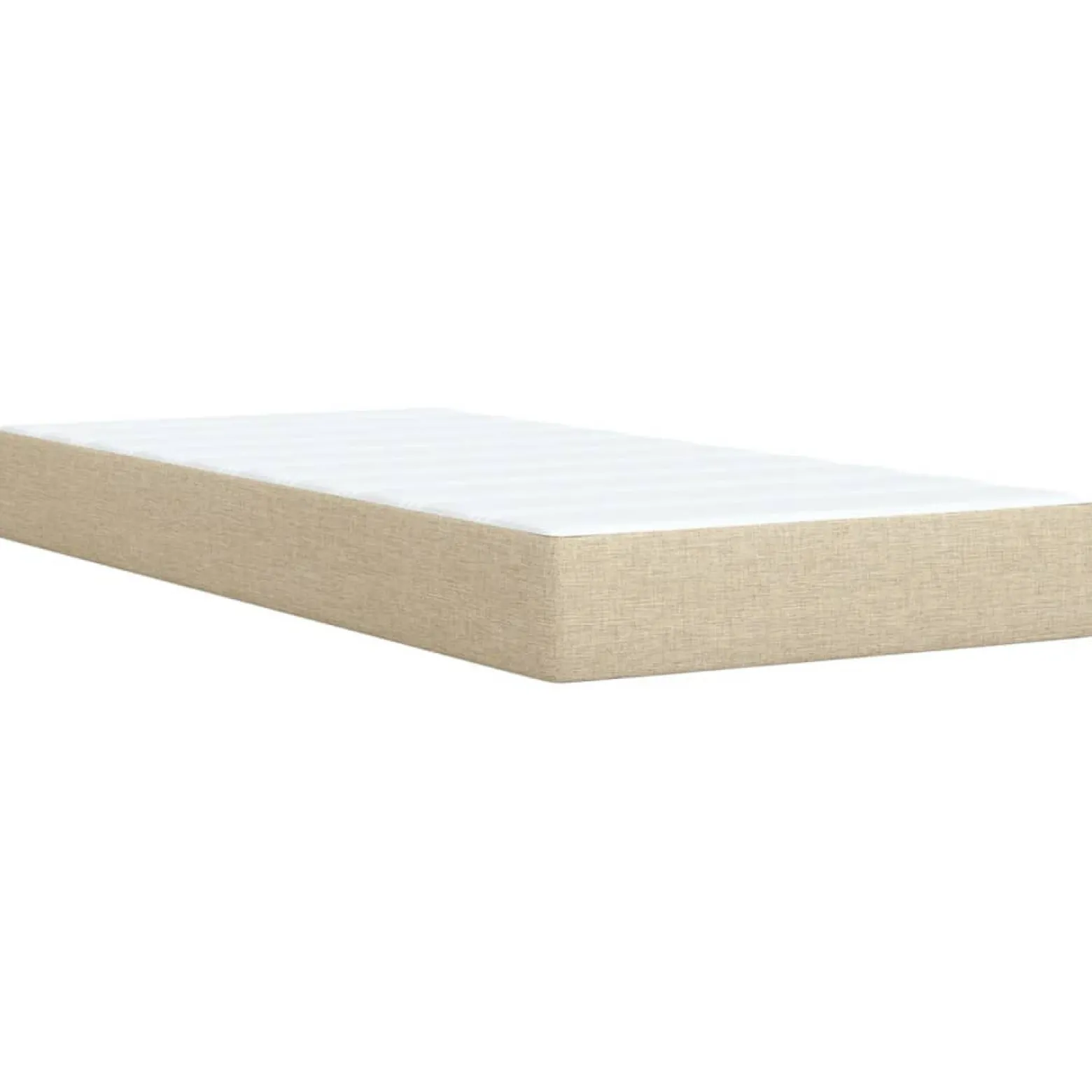 Łóżko Kontynentalne z Materacem Beżowe Tkanina do Sypialni 100x200 cm