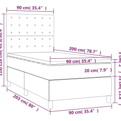 Łóżko kontynentalne z materacem taupe tkanina 90x200 cm