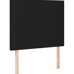Łóżko kontynentalne z materacem, czarne, tkanina, 80x200 cm