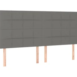 Łóżko Kontynentalne z Materacem Szare do Sypialni Pokoju Tkanina 160x200cm