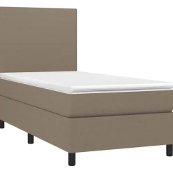 Łóżko kontynentalne z materacem taupe tkanina 80x200 cm