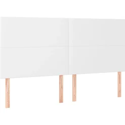 Łóżko Kontynentalne z Materacem Białe Ekoskóra do Sypialni 160x200 cm