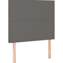 Łóżko kontynentalne z materacem szare ekoskóra 90x190 cm