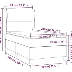 Łóżko Kontynentalne z Materacem Niebieskie Tkanina do Sypialni 80x200 cm
