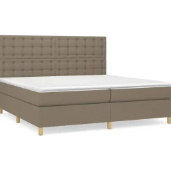Łóżko kontynentalne z materacem taupe tkanina 200x200 cm