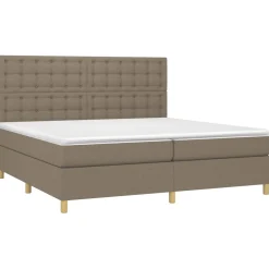 Łóżko kontynentalne z materacem taupe tkanina 200x200 cm