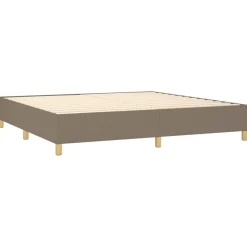 Łóżko kontynentalne z materacem taupe tkanina 200x200 cm