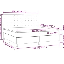 Łóżko kontynentalne z materacem taupe tkanina 200x200 cm